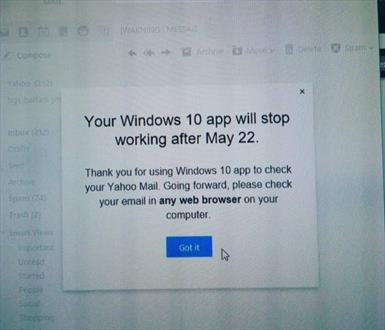 اپ یاهو میل در ویندوز 10 غیر فعال می‌شود 